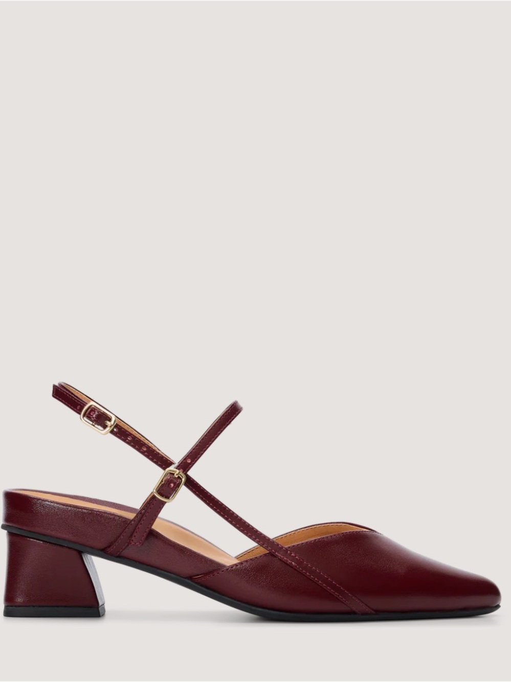 Bared Footwear Dark Brown Leather Low Block Heel Slingback - Picture 3 of 8